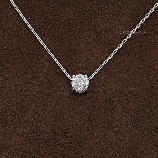 Old European Round Lab Diamond Solitaire Pendant Necklaces