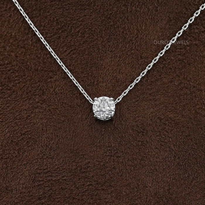 Old European Round Lab Diamond Solitaire Pendant Necklaces