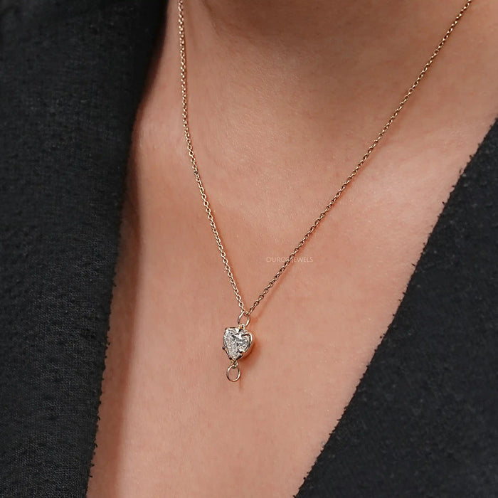 Solitaire Heart Cut Lab Grown Diamond Pendant Necklaces