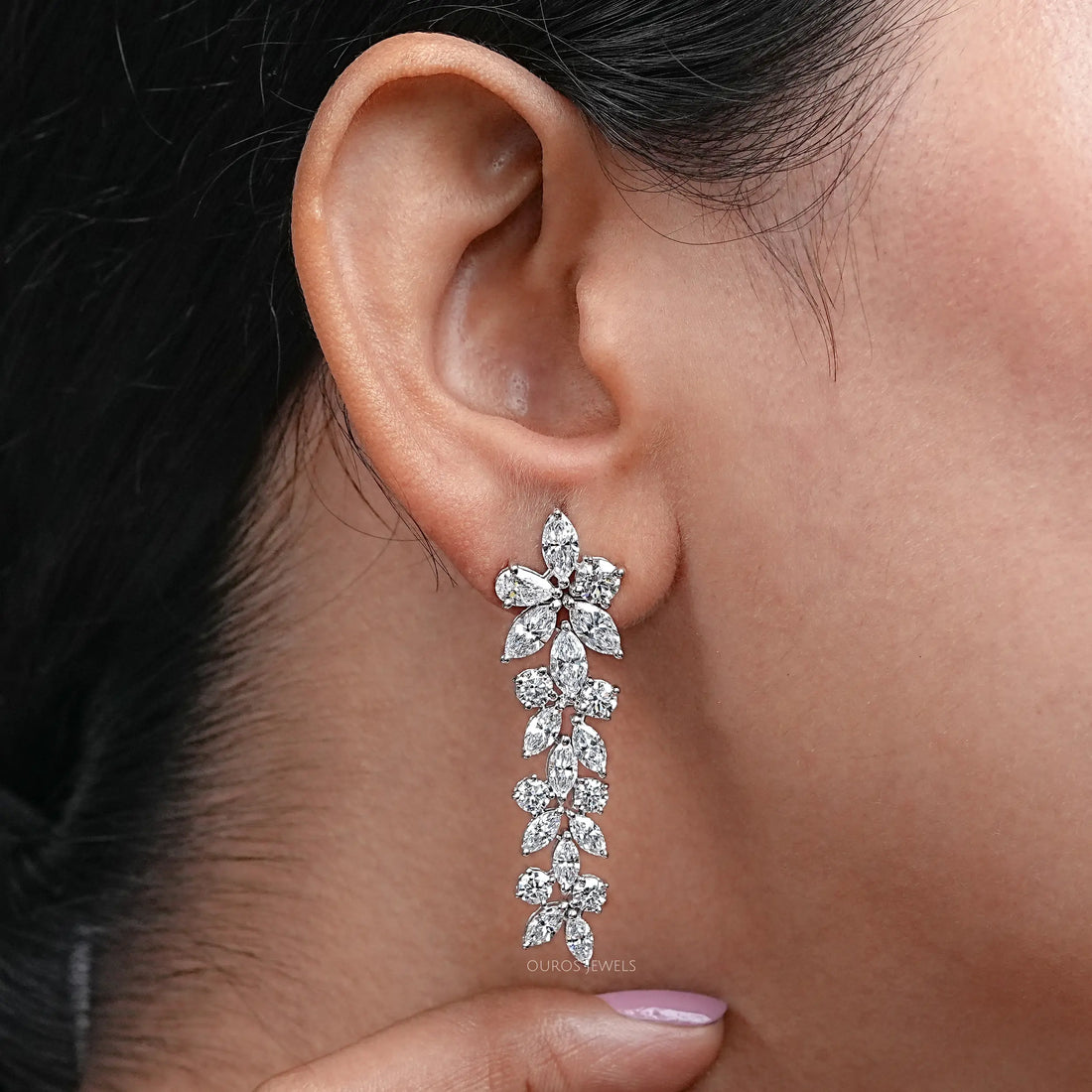 Multi-Shape Lab Grown Diamond Dangle Earrings
