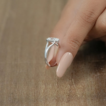 Oval Diamond Solitaire Split Shank Engagement Ring Ring