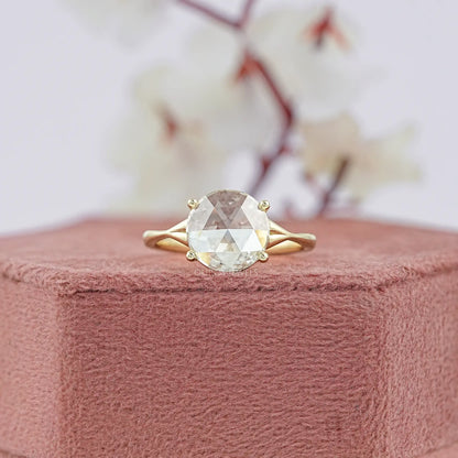 Rose Cut Round Diamond Split Shank Ring