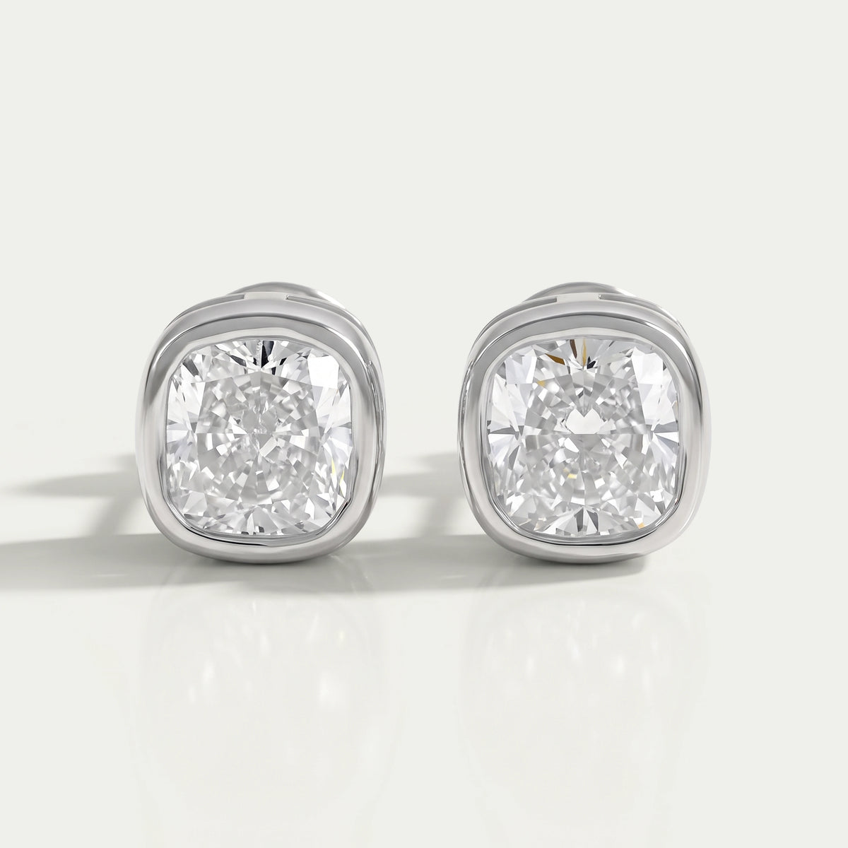 Square Cushion Lab Diamond Bezel Stud Earrings Earrings