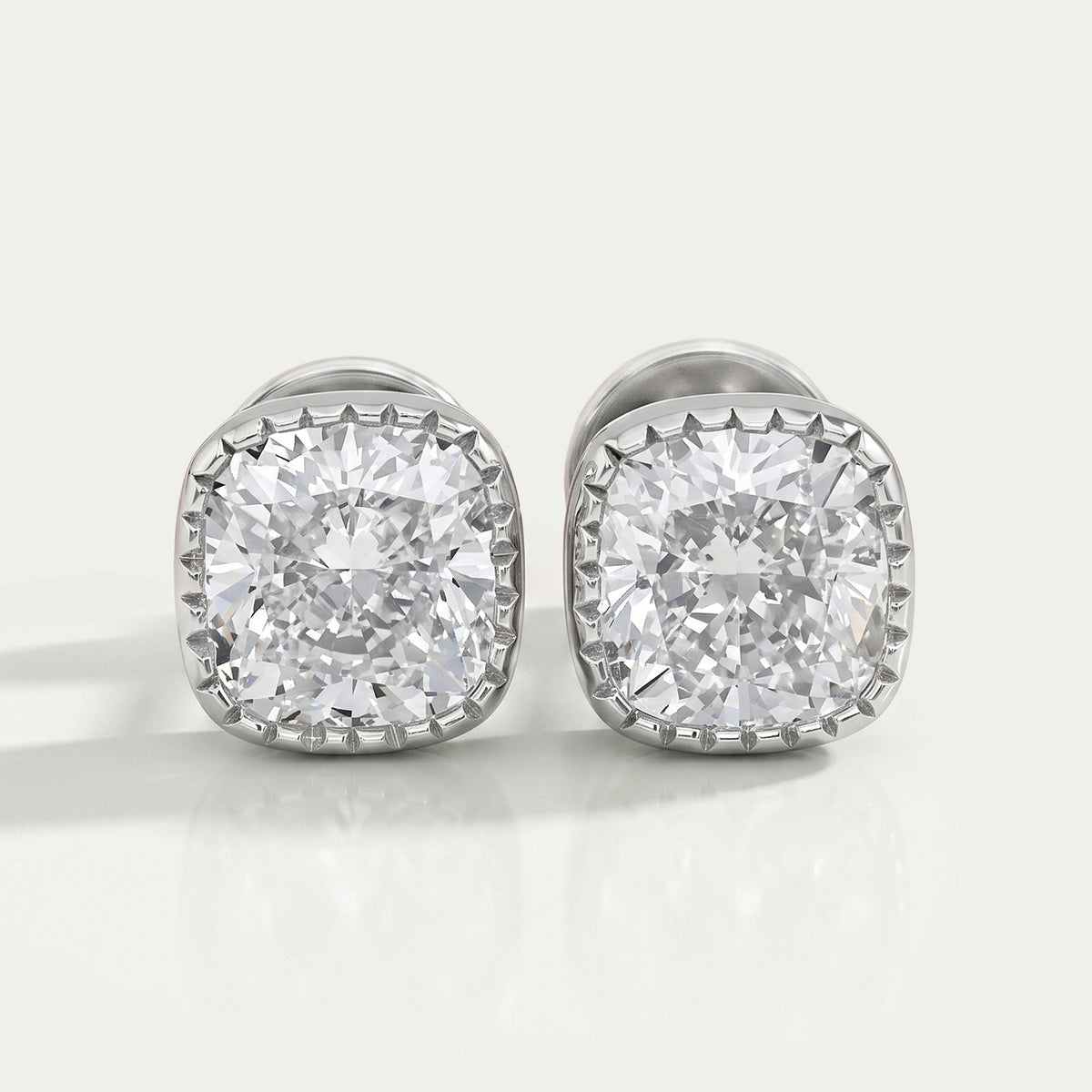 Milgrain Cushion Lab Grown Diamond Stud Earrings Earrings