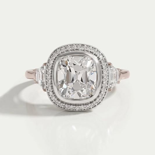 Square Old Mine Cushion Lab Diamond Halo Engagement Ring Rings