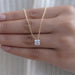 Square Old Mine Cushion Cut Bezel Solitaire Pendant Necklaces