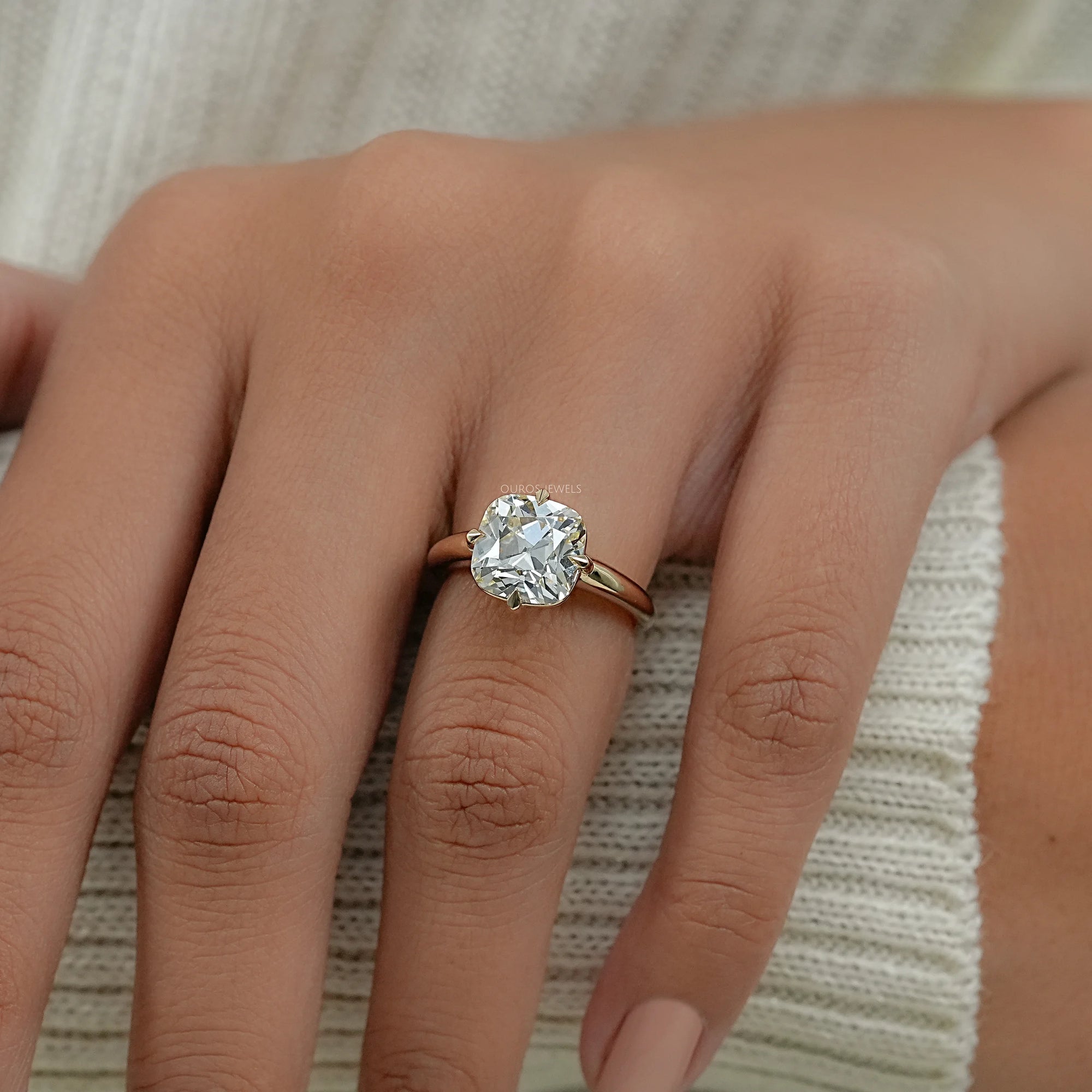 Square Old Mine Cushion Cut Engagement Ring