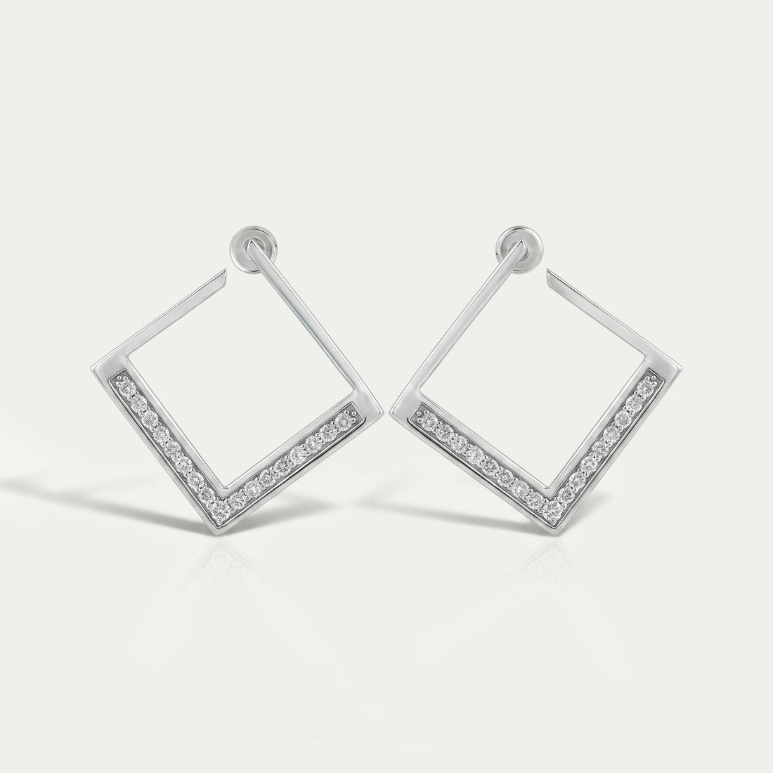 Square Round Lab Diamond Hoop Earrings Earrings