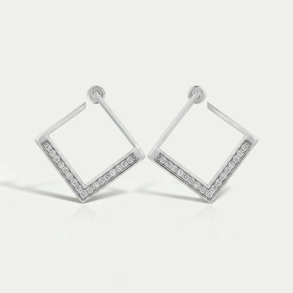 Square Round Lab Diamond Hoop Earrings Earrings