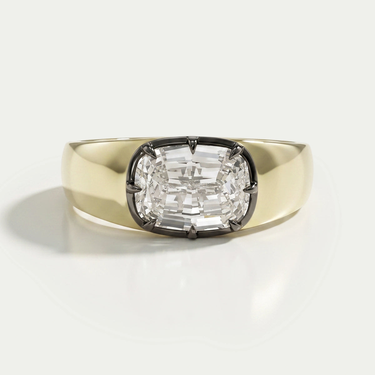 East West Step Cut Cushion Lab Diamond Solitaire Ring Ring