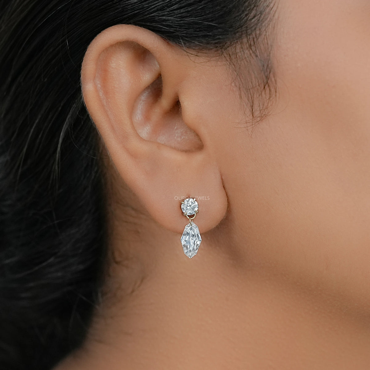 Trio Rosenschliff Runde Diamant-Halo-Ohrstecker