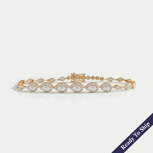 Step Cut Pear Halo Diamond Bracelet