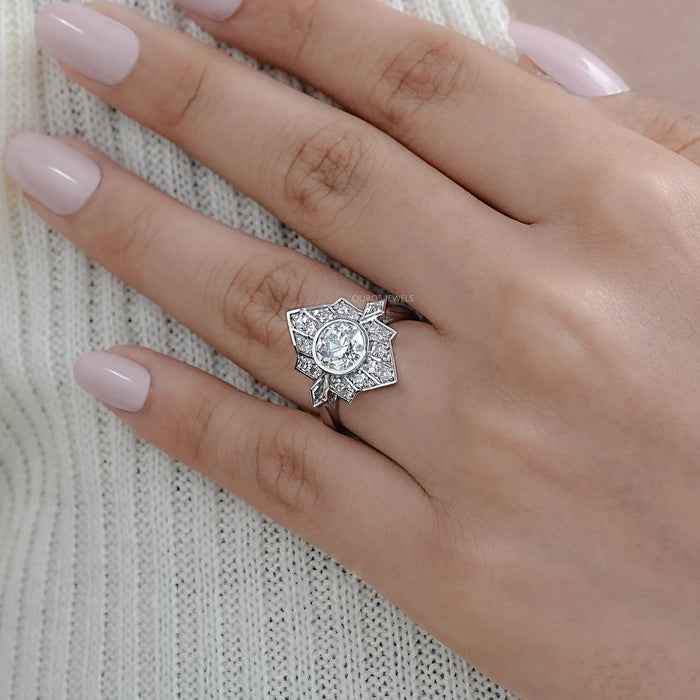 Old European Round Cut Bezel Set Vintage Engagement Ring Rings