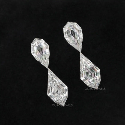 4.15 TCW Step Cut Pear And Kite Diamond Loose Pair