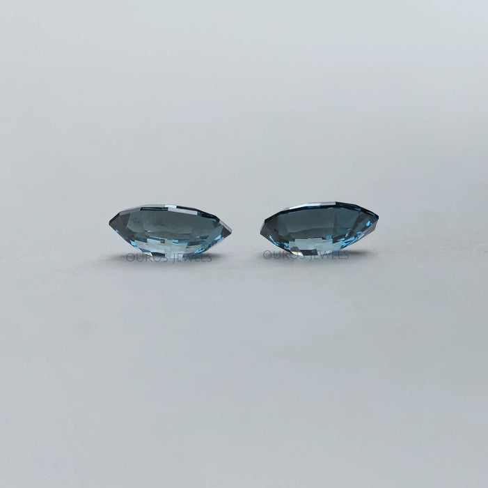 Step Cut Blue Oval Lab Grown Diamond Pair