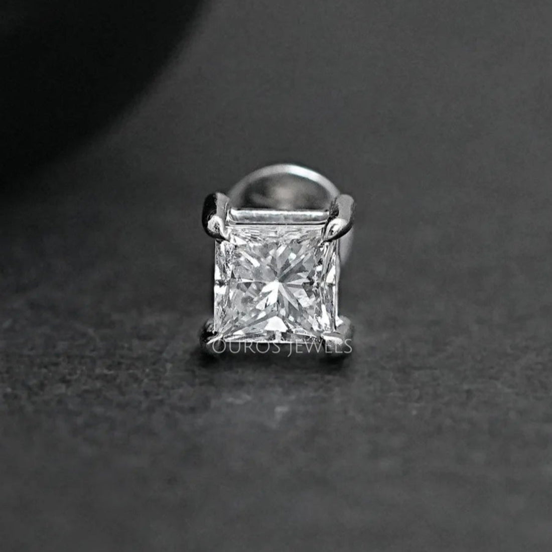 Princess Cut Solitaire Stud Earrings For Men Earring