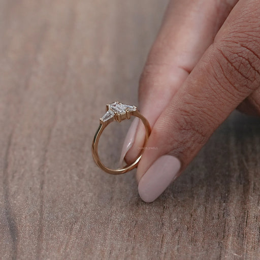 Baguette and Tapared Baguette Lab Diamond Three Stone Ring Rings