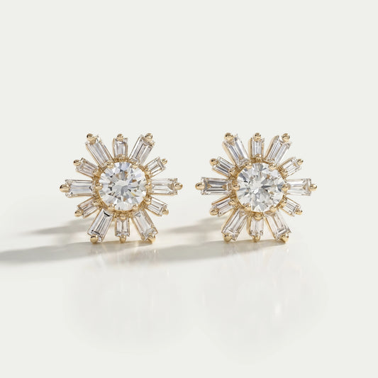 Round & Tapered Baguette Diamond Stud Earrings Earring