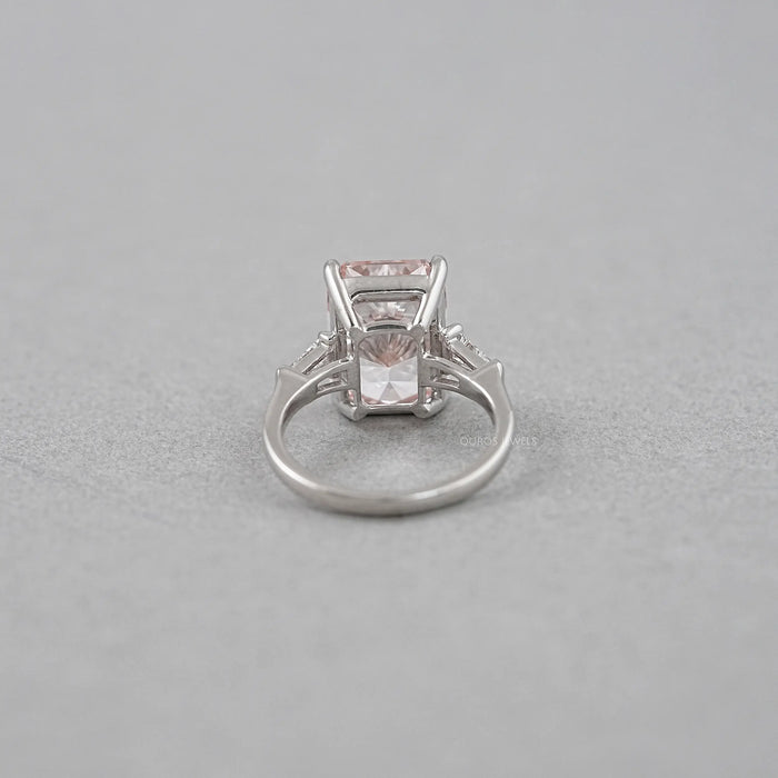 Pink Radiant Cut Lab Diamond Three Stone Ring Ring