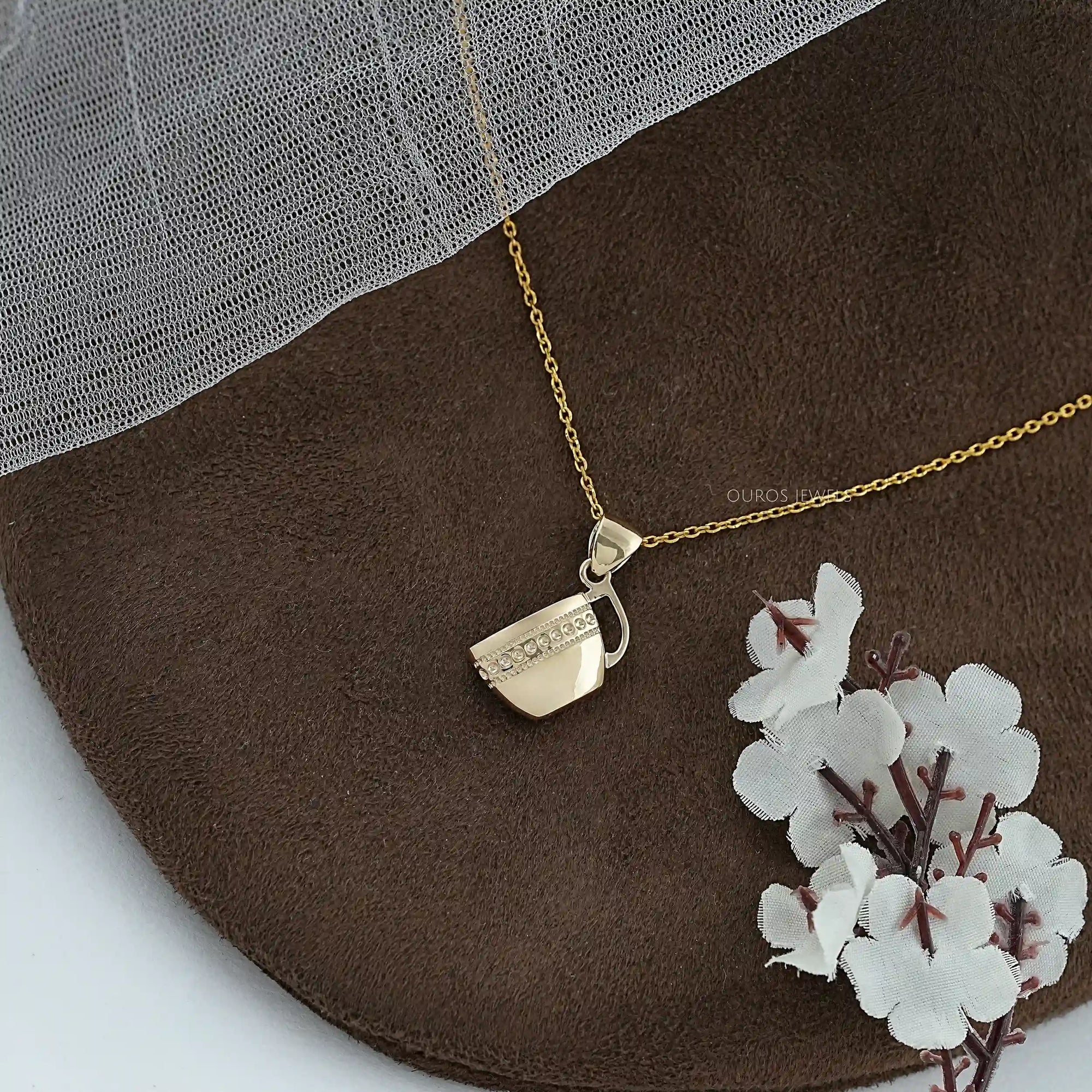 Yellow Gold Tea Cup Charm Pendant