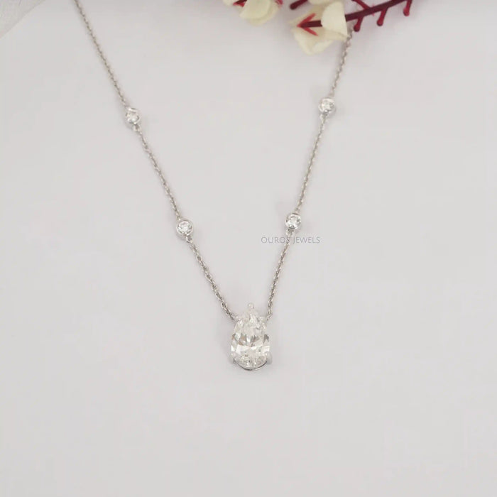 Chain Diamond Pear Pendant Necklaces