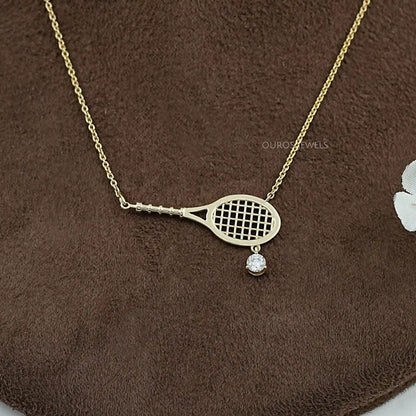 Tennis Racket Lab Diamond Pendant