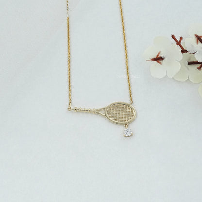 Tennis Racket Lab Diamond Pendant