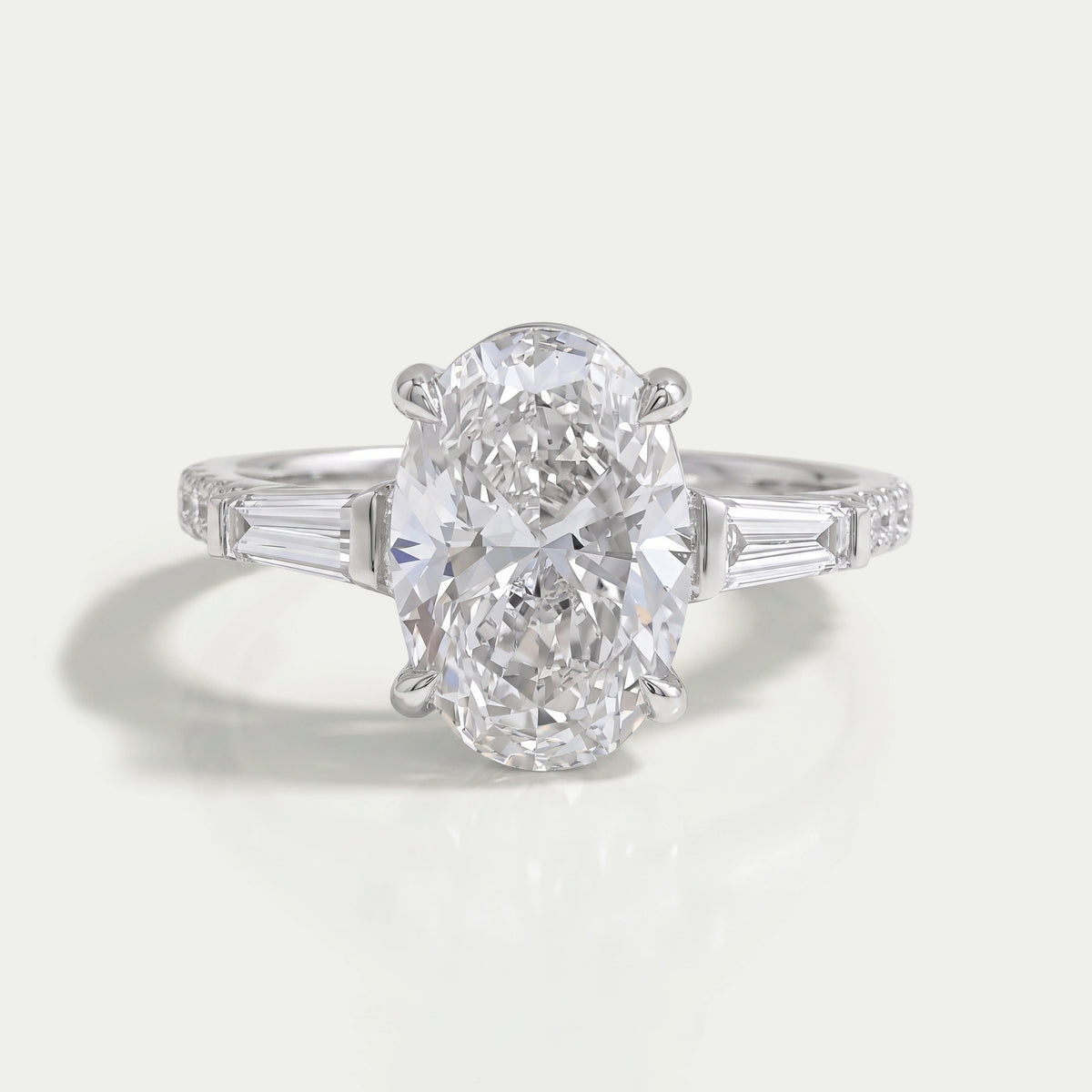 Oval Cut Three Stone Accent Diamond Engagement Ring Ring