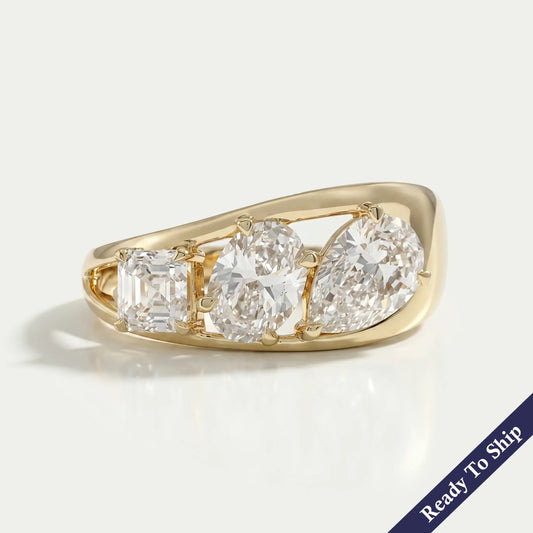 Zweistein-Verlobungsring mit Diamant-Bypass