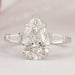 Three Stone Pear Diamond Engagement Ring - With Tapered Baguettes Rings