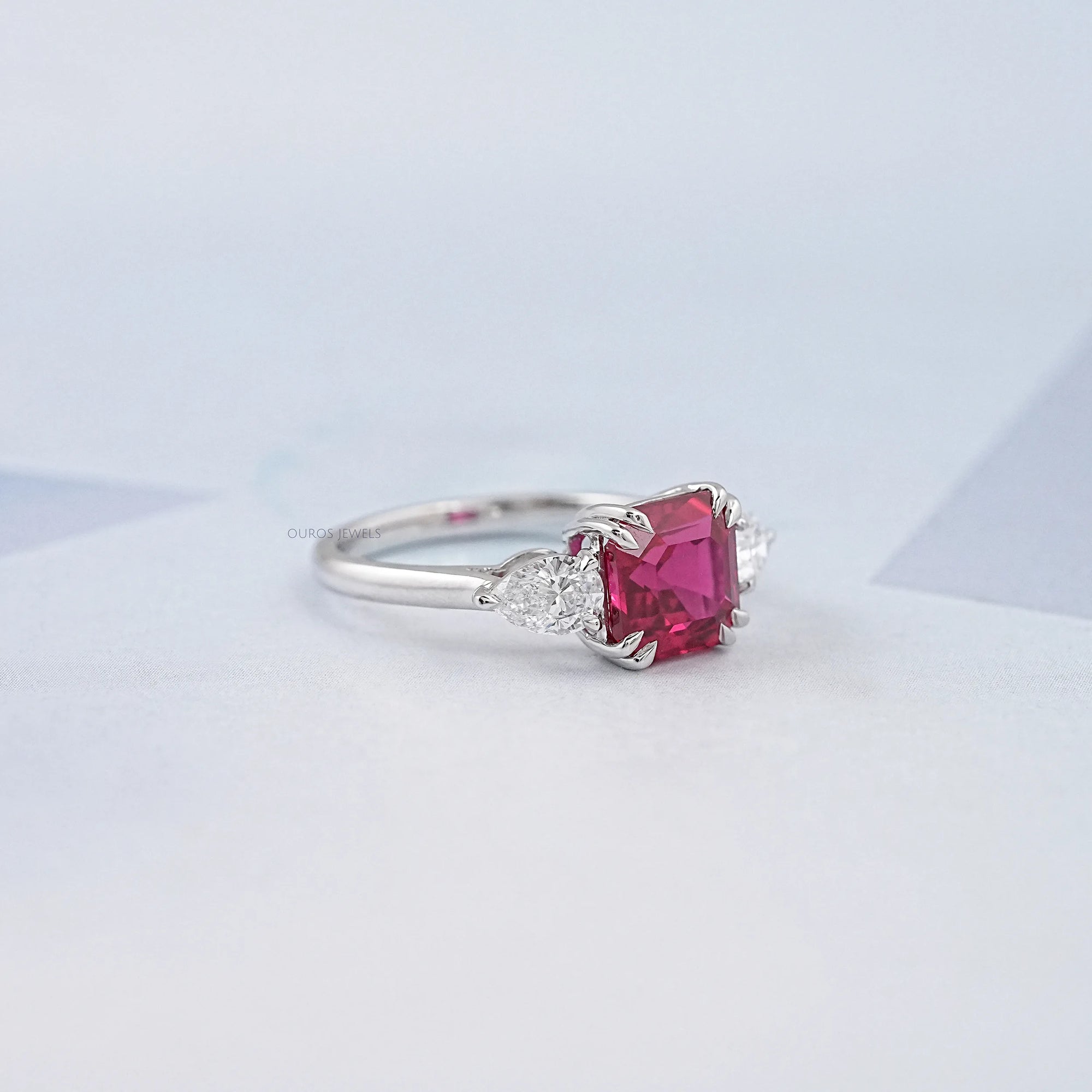 Ruby And Diamond Three Stone Ring Rings