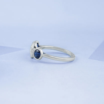 Three Stone Sapphire Gemstone Bezel Set Ring Ring