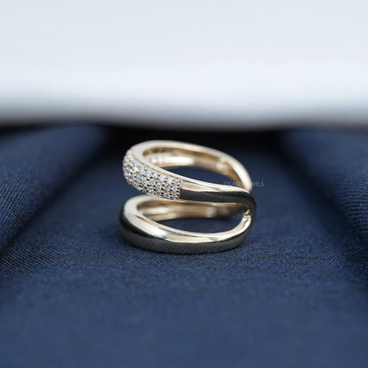 Gold Double Domed Open Cuff Ring