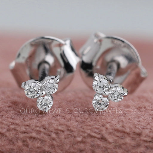 Tiny Trinity Round Lab Diamond Stud Earrings Earring