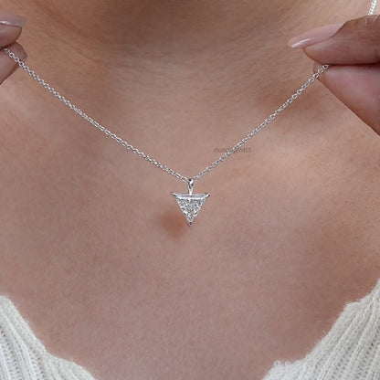 Triangle Cut Lab Diamond Solitaire Pendant Necklaces