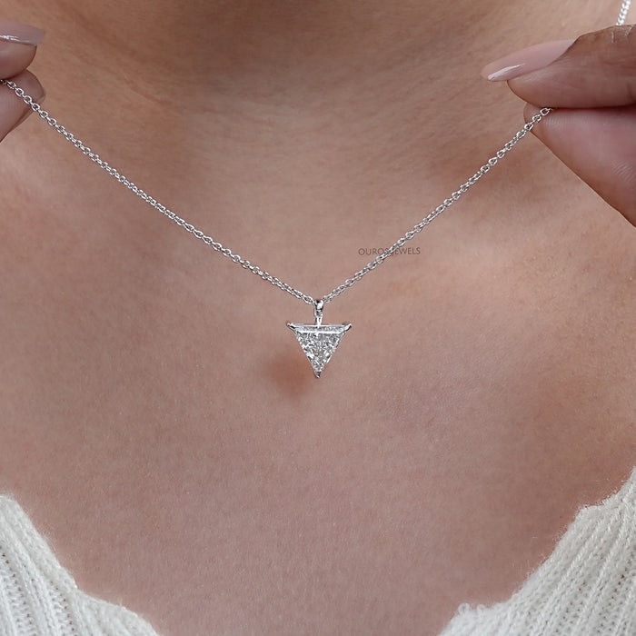 Triangle Cut Lab Diamond Solitaire Pendant Necklaces