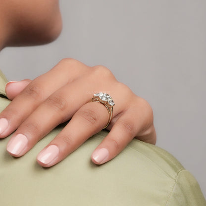 Oval Cut Three Stone Lab Grown Diamond Engagement Ring