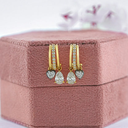 Trio Rosenschliff Runde Diamant-Halo-Ohrstecker