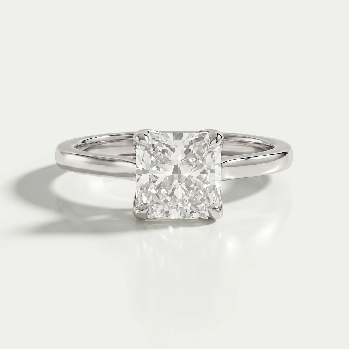 Square Radiant Cut Tulip Set Hidden Halo Ring Ring