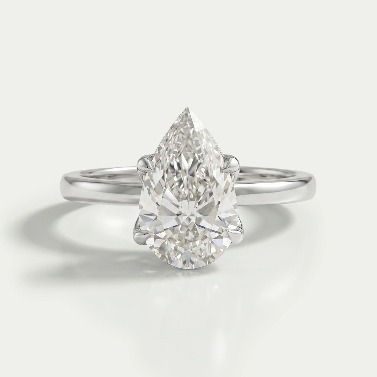 Tulip Set Hidden Halo Pear Cut Engagement Ring Ring