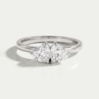 Double Heart Shape Diamond Romantic Ring