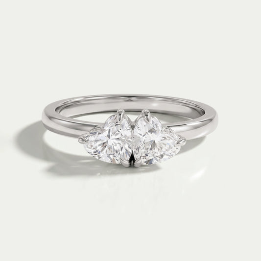 Double Heart Shape Diamond Romantic Ring