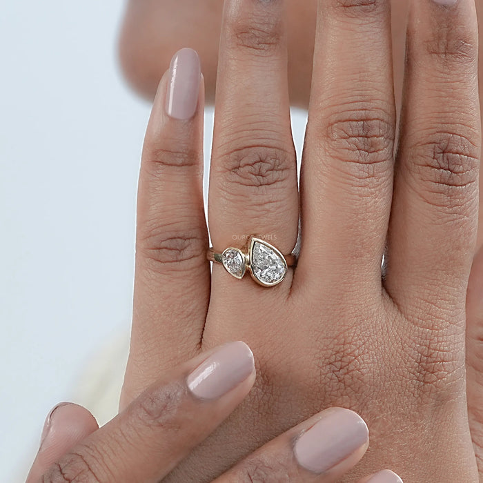 Two Stone Pear Shaped Engagement Ring Ring