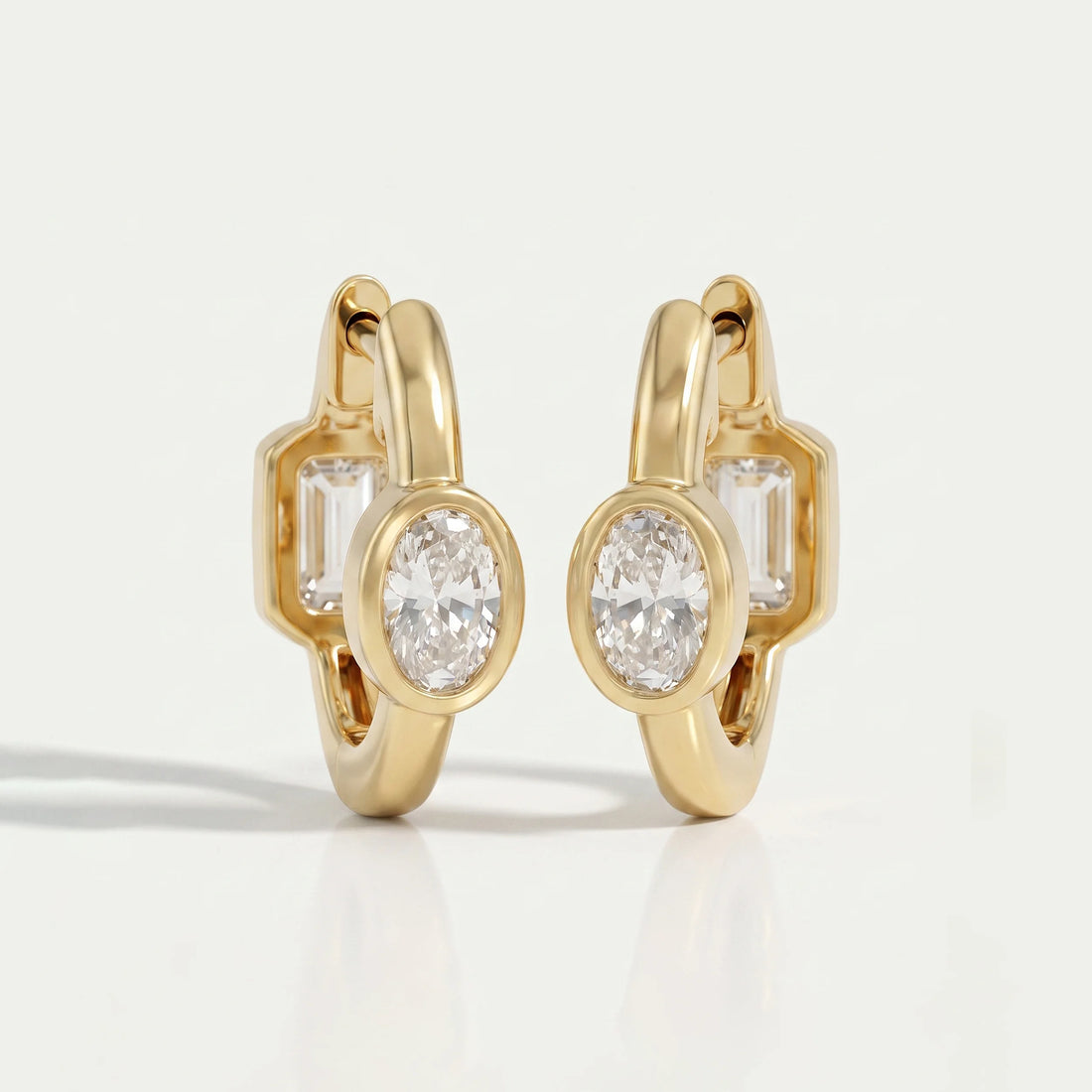 Two Stone Lab Diamond Bezel Set Hoop Earrings Earrings