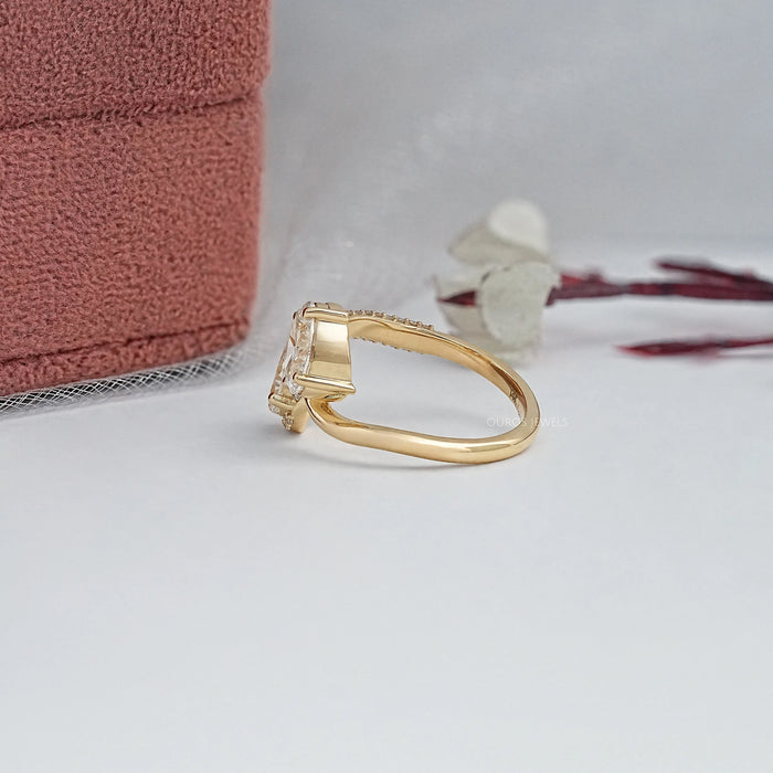 Two Stone Accent Diamond Bypass Engagement Ring Ring