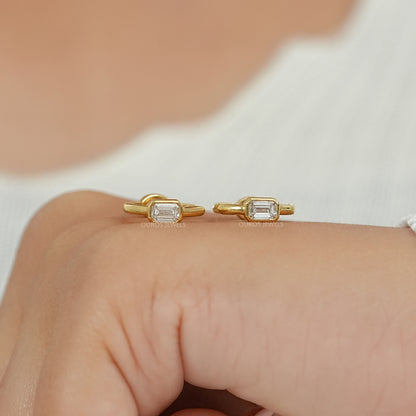 Two Stone Lab Diamond Bezel Set Hoop Earrings Earrings