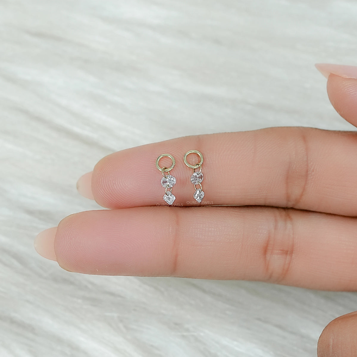 Trio Rosenschliff Runde Diamant-Halo-Ohrstecker