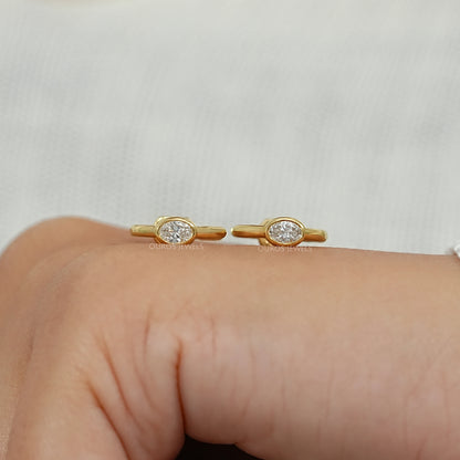 Two Stone Lab Diamond Bezel Set Hoop Earrings Earrings