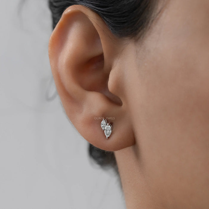 Two Stone Marquise Lab Diamond Stud
