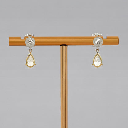 Fancy Yellow Pear And Oval Diamond Drop Earrings